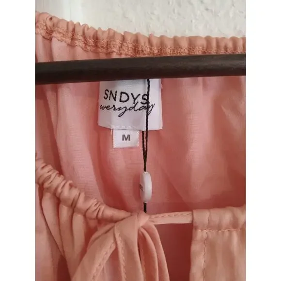 NWT SNDYS Everyday Roam Off Shoulder Mini Dress Romper in Orange Size Med - Picture 9 of 10